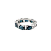 18k White Gold 5.00ct  Sapphire and .50ct  G VS2 Baguette Diamond  Eternity Ring